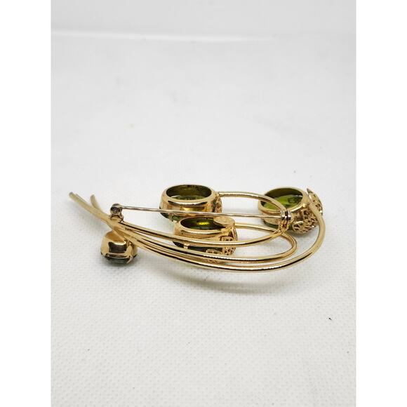 1970 Juliana D&E For Sarah Coventry Green Crystal Flower Touch of Elegance Pin - Picture 5 of 7